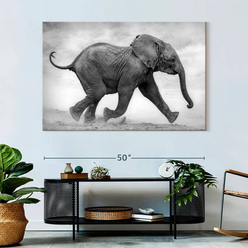 Brampt Baby Elephant Running, 34" H x 51" W