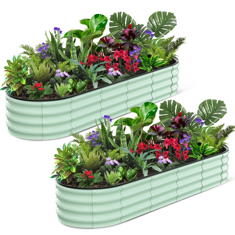 Metal Raised Garden Bed, 60cm H x 244cm W x 60cm D, Green