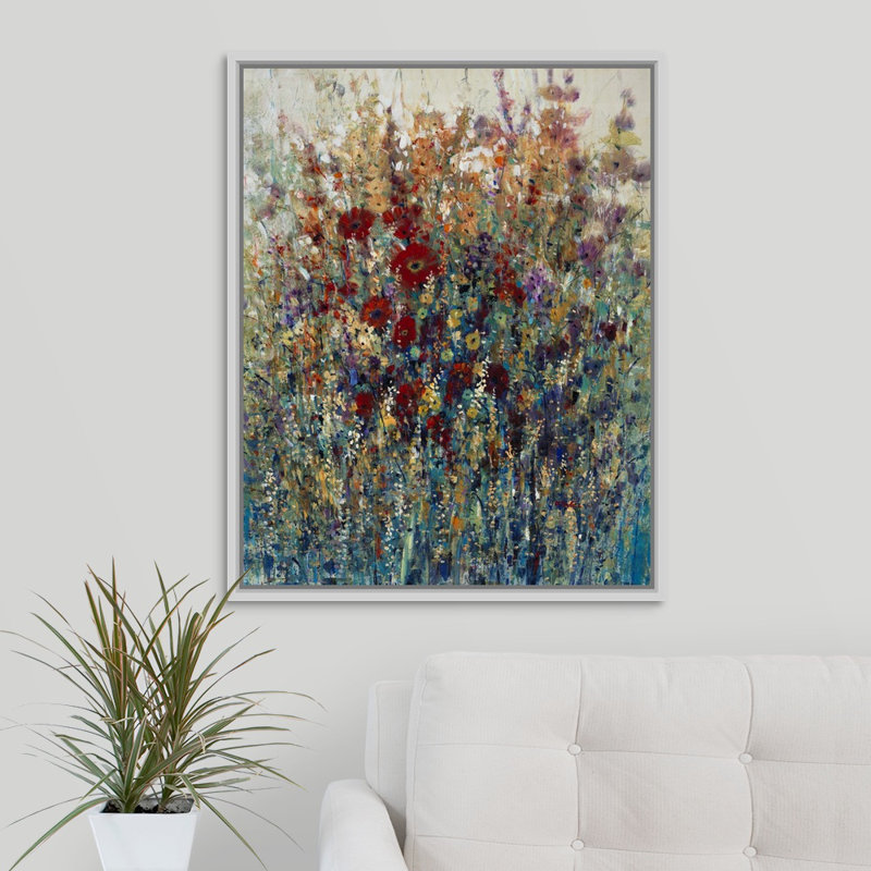 «Petals of Perception», peinture sur toile, Cadre flottant blanc, H 31,7 po x l 25,7 po x p 1,75 po