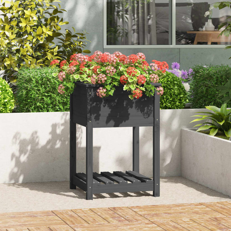 Aalap Wood Raised Garden Bed, Grey, 81cm H x 54cm W x 54cm D