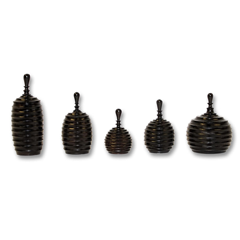 Ebony Wood Collection Wood Jar, Style Five