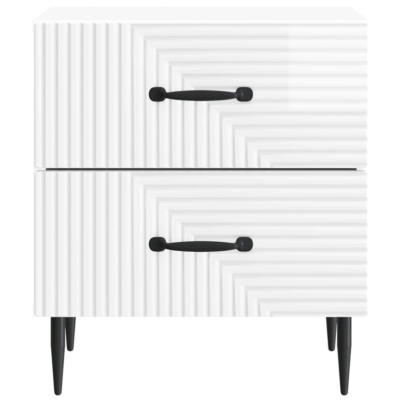 43cm W Manufactured Wood Bedside Table, High Gloss White