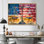 Balance symbolique de la justice avec le drapeau des États-Unis II - art mural patriotiste américain pour le salon