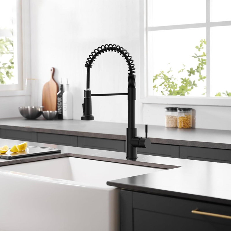 Kitchen Faucet With Pull Down Sprayer Single Hole Spring Kitchen Sink Faucet, Suitable For Farmhouses, RV, Laundry Room, Outdoor, And Campers. Llave Para Fregadero De Cocina
