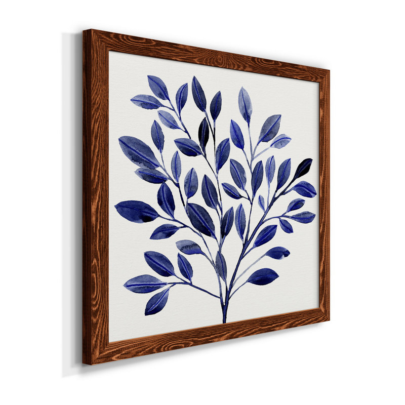" Deep Blue Branch I ", 31.5" H x 31.5" W x 1.5" D, Maple Framed