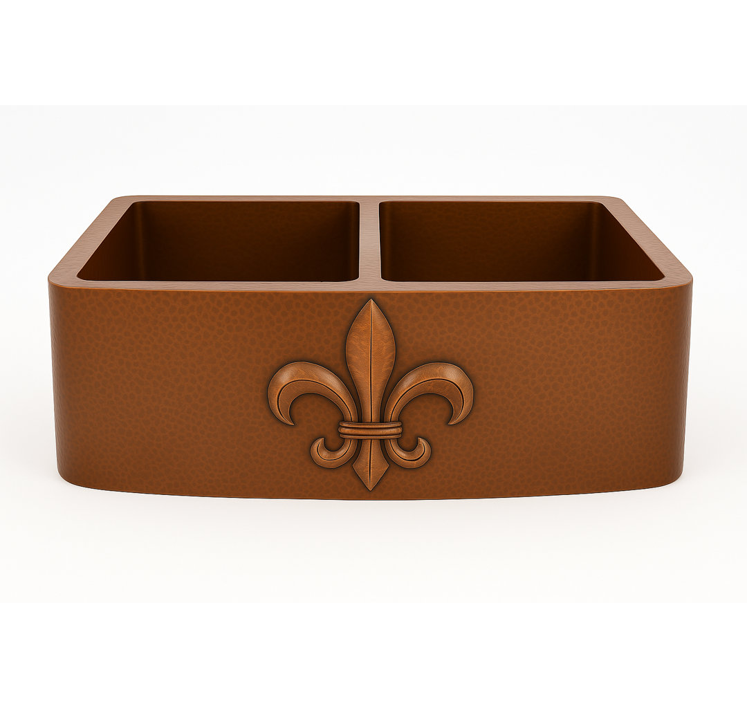 Trent Austin Design Tiverton 530mm W Double Bowl Copper Kitchen Sink