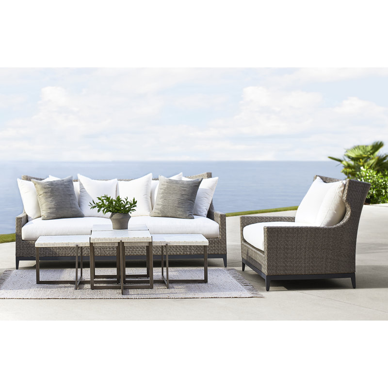 Beige Terrazzo Large Cocktail Table with Flint Grey Base
