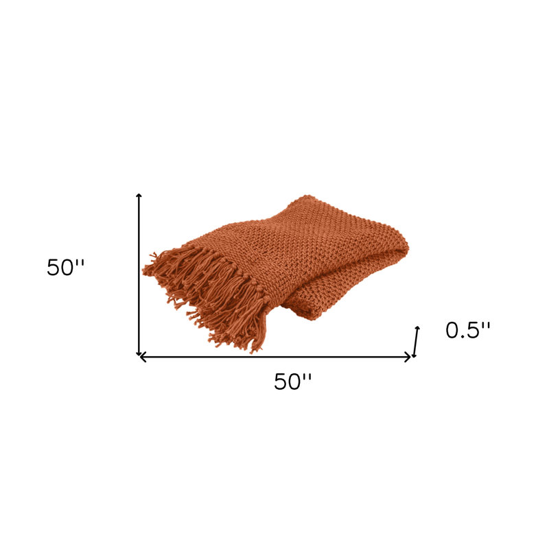 Jeté 100% coton tissé orange