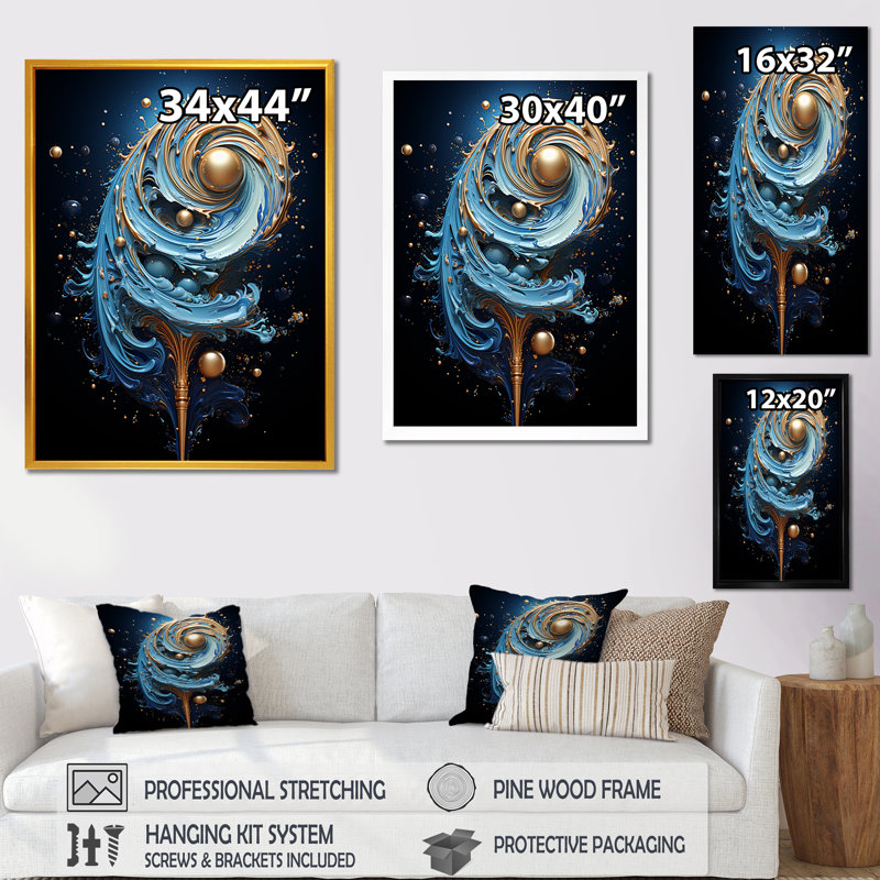 Nébuleuse blanche et bleue, Cadre simple noir, H 40 po x l 30 po x P 1,5 po