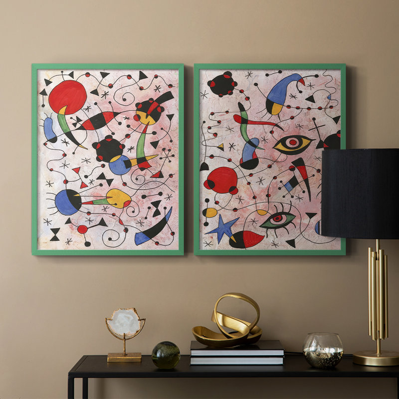 «Miro Memoirs I», reproduction encadrée de qualité supérieure - prête à être accrochée - aucun clou requis - aucun clou requis