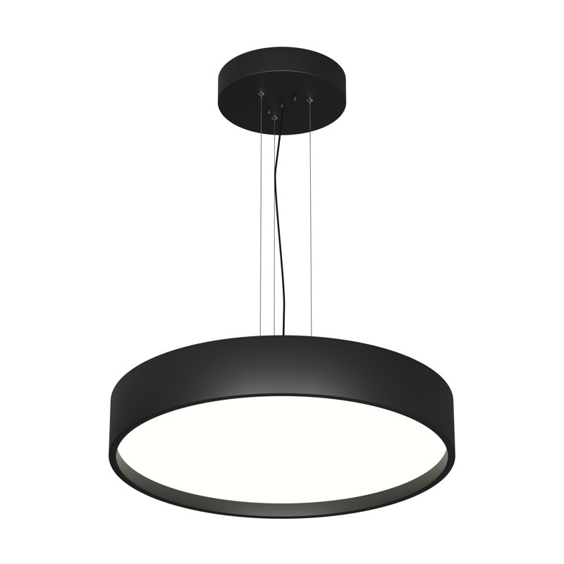 Gilda 1 - Light LED Drum Pendant, Matt Black, 12 cm H x 70 cm W x 70 cm D