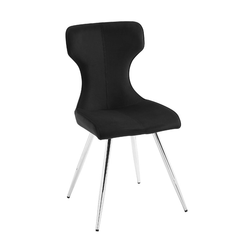 Ensemble de 2 chaises d'appoint Dew, velours noir profilé, pieds chromés