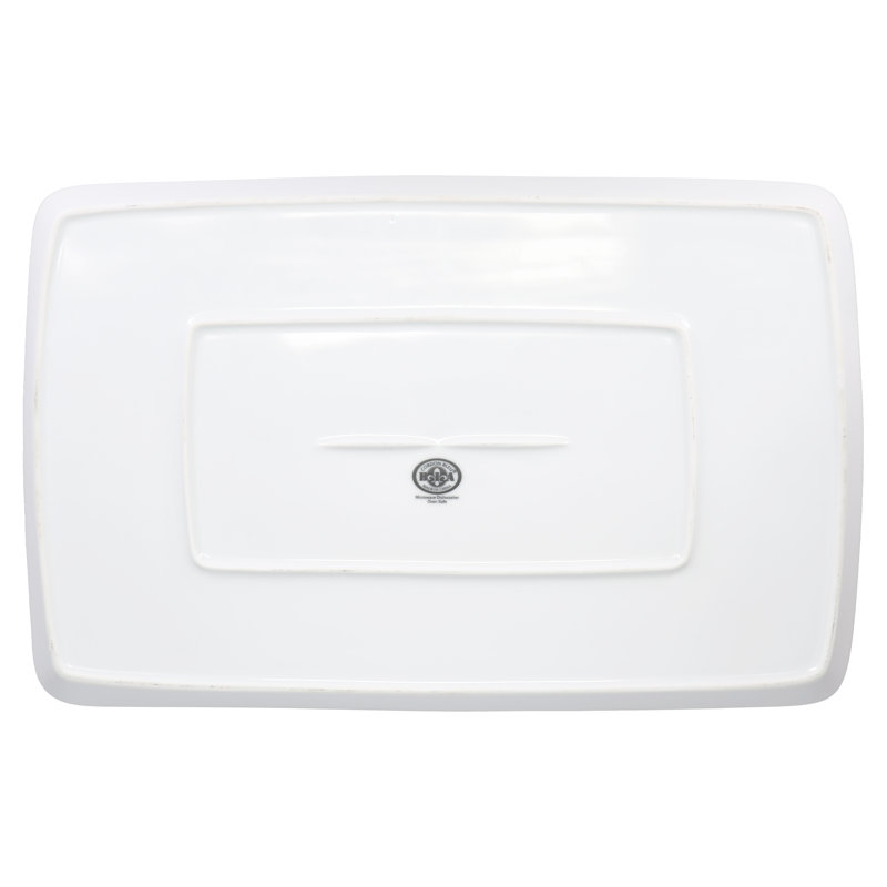 White Ceramic Rectangular Serving Platter, 18-Inch