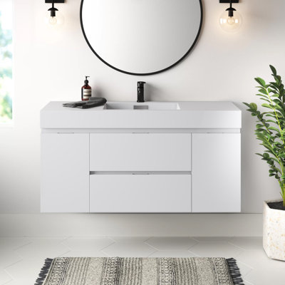 Ensemble de meuble-lavabo mural simple de 47,25 po Royka