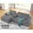 Grey 106-Inch L-Shaped Sofa with Left-Facing Chaise Lounge, Oversized Comfy Couch with Storage Console & Charging Socket-1508578498-1508578499