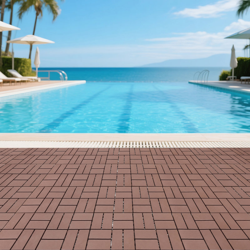 Carreaux de terrasse en plastique emboîtables, Brun