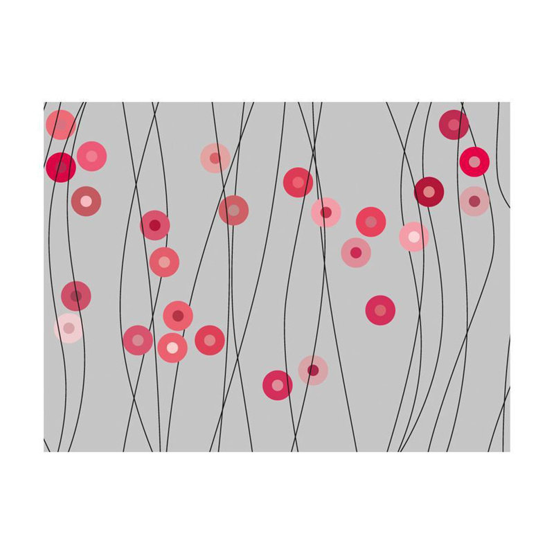Wall Mural Non-woven - Abstract Dots, 121" L x 157" W, Rosy