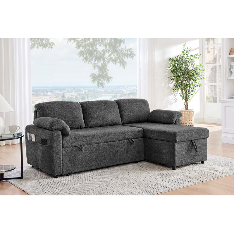 Barrientez 85" Square Arm Sofa Bed, Dark Gray