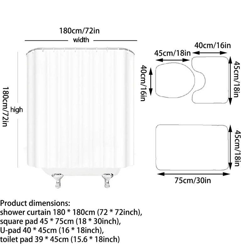 Ensemble de 4 rideaux de douche pour salle de bain Halloween (ensemble de 4), K