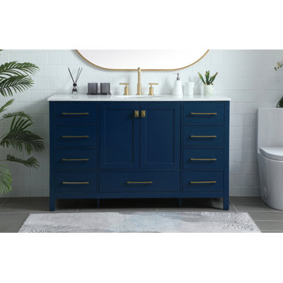 Hines 54'' Single Bathroom Vanity with Engineered Marble Top