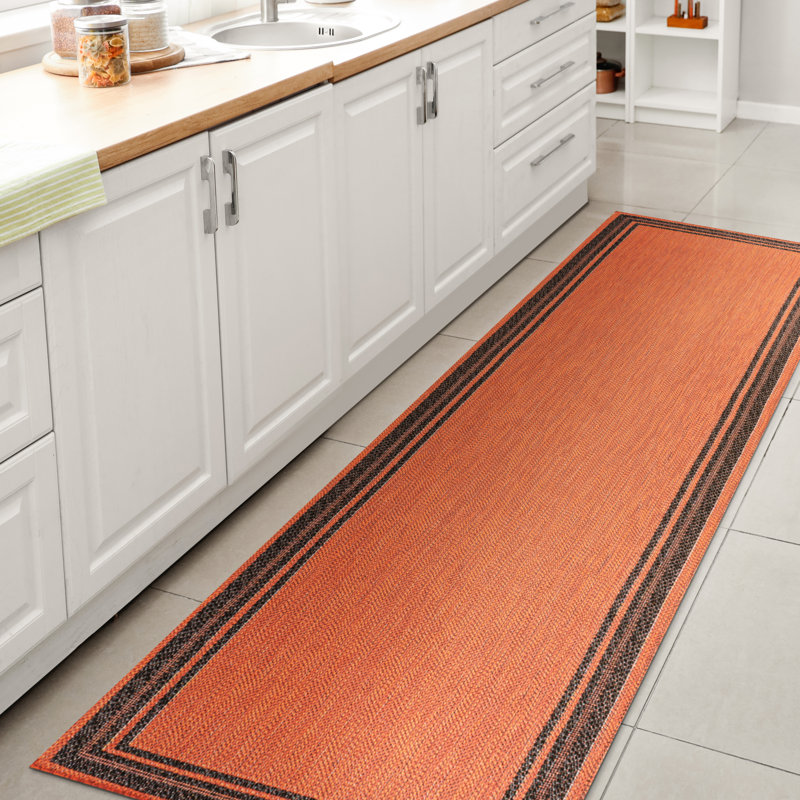 Tapis orange / gris foncé Hastin, Tapis de couloir 2 pi x 8 pi