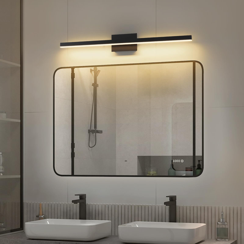 Éclairage de meuble-lavabo à DEL à intensité variable minimaliste avec 5 températures de couleur réglables, Noir mat