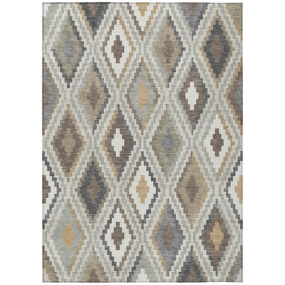 Machine Washable Indoor/Outdoor Aten ACN2331 Diamond Rug