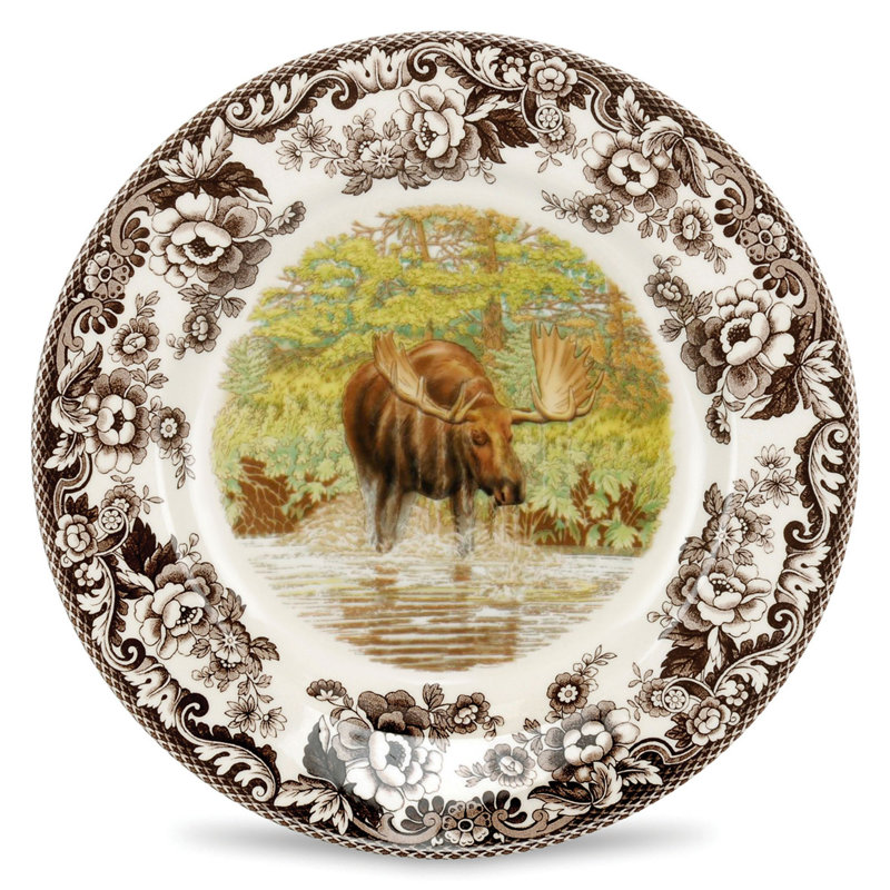 Spode Woodland Moose Salad Plate 8" Moose