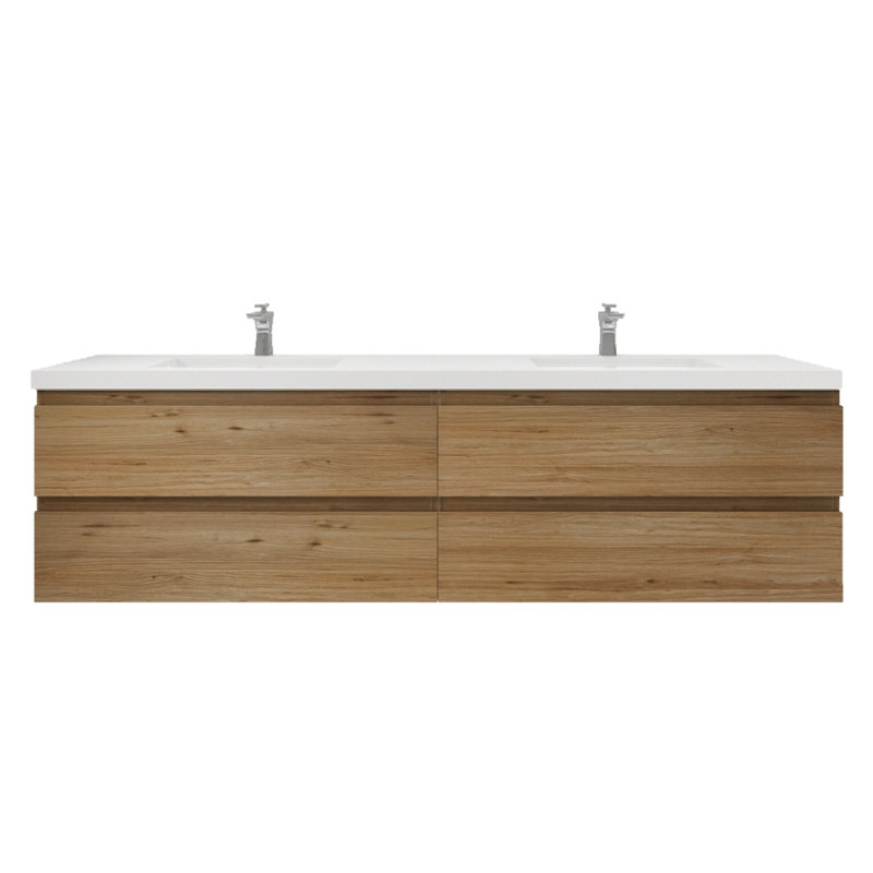 Amahia Double Bathroom Vanity with Acrylic Top, Natural Oak