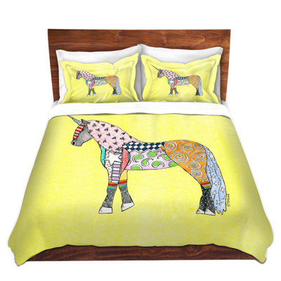 Ensemble de housse de couette à licorne arc-en-ciel