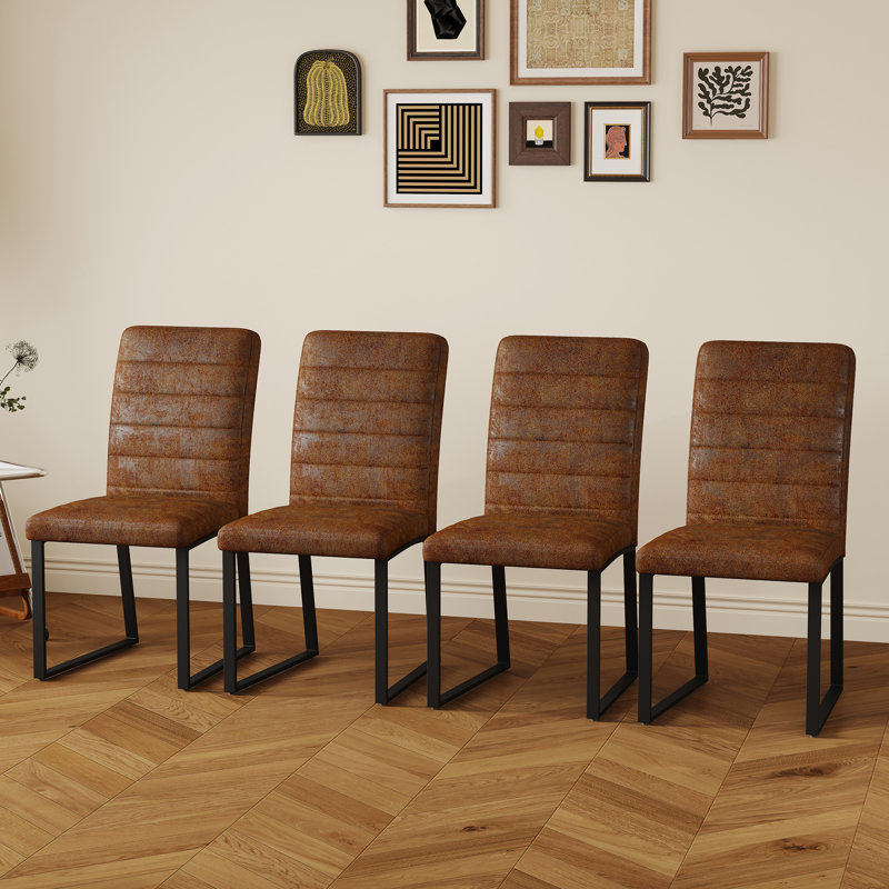 Ensemble de 4 chaises robustes: coussin épais de 2,1 po, structure en fer, pour la maison ou le bureau. Couleurs classiques,