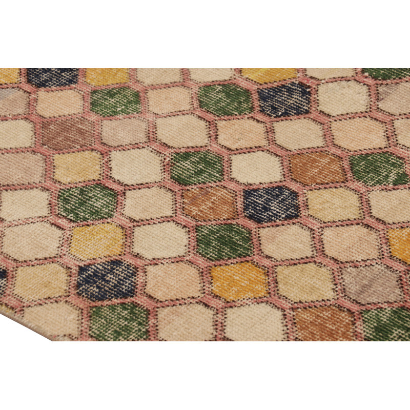 Vintage Turkish Rug, Mosaic-Inspired Multicolor Geometric Design - Rug & Kilim
