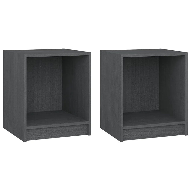 Gara 35.5cm W Solid Wood Bedside Table, Grey