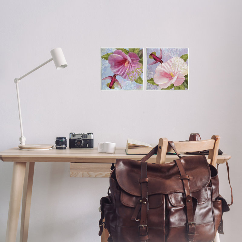 Ensemble de 2 plaques murales Hummingbirds & Poppy Bulbs, design par Sasha