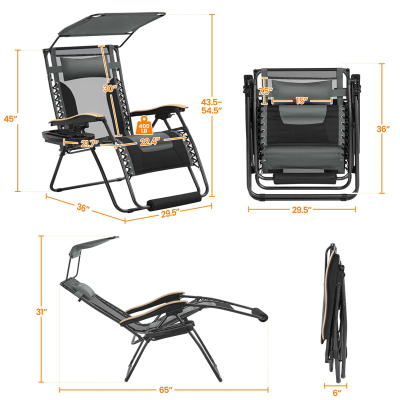 Huntleigh Steel Outdoor Lounge Chair, Gray/Black