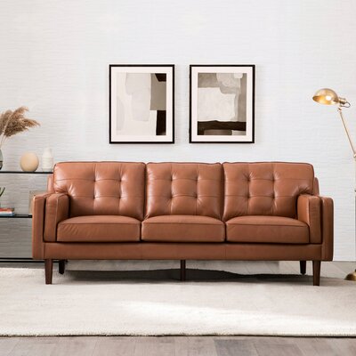 Steelside™ Oakland 86.5'' Leather Sofa & Reviews | Wayfair