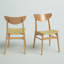Chaise d'appoint à oreilles en bois massif en chêne naturel