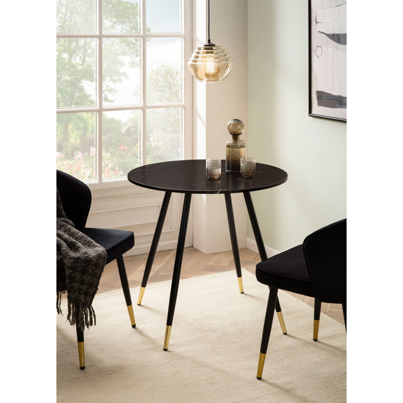Round Metal Base Dining Table, Black