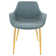Matthew Leather Dining Chair, Modern Mid Century Accent Chair with Armrests and Iron Legs, Faux Leather Upholstered Kitchen Desk Chair for Dining Room, Living Room, Office Furniture