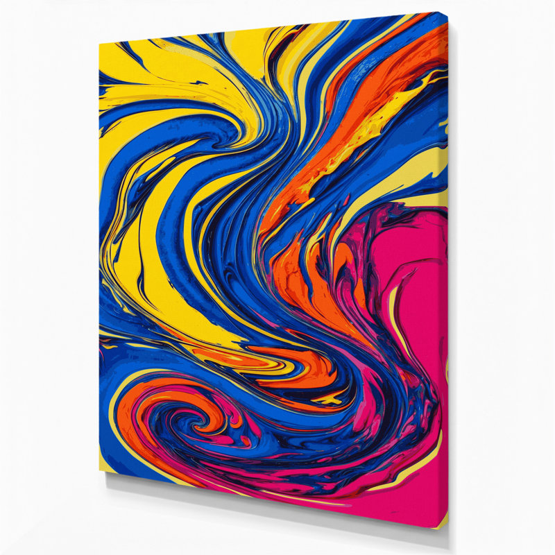 Abstrait art fluide sur toile bleue 38, H 18 po x l 12 po