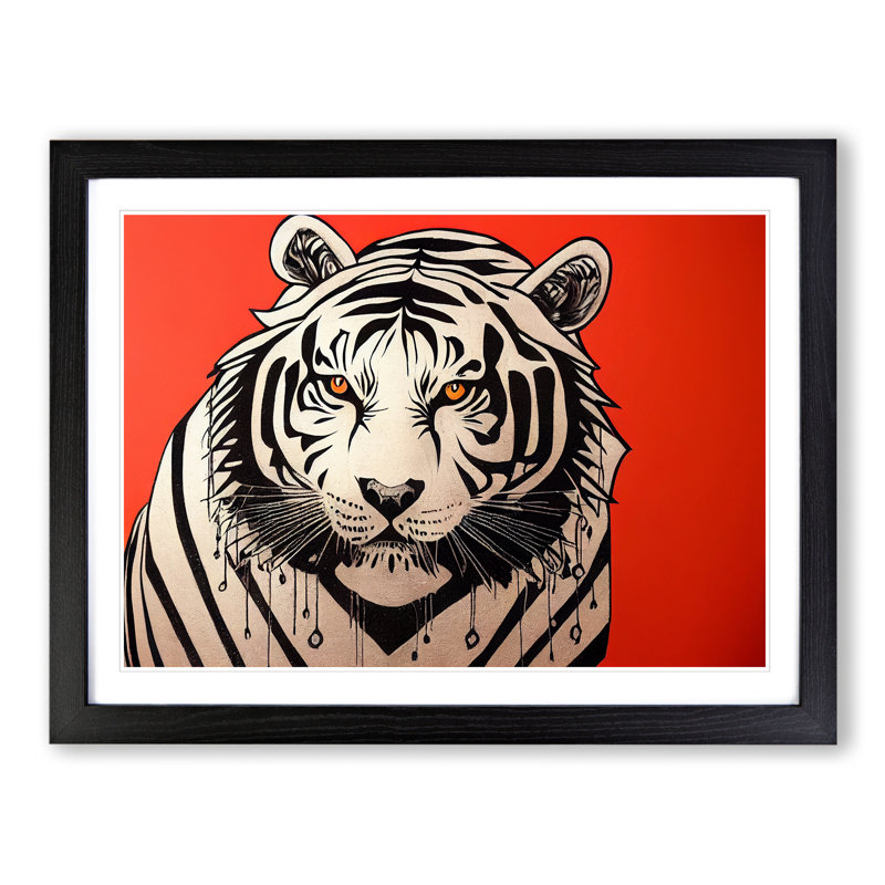 Modern Art Tiger Abstract - Framed Print, Black Framed, 25cm H x 34cm W x 2cm D