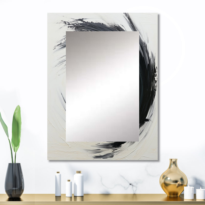 Essentiel d'être noir et blanc abstrait I - peinture murale abstraite, miroir décoratif noir, impression d'art en métal