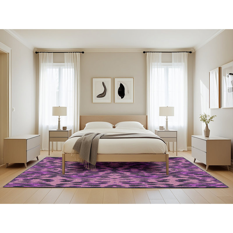 Tapis noir/rose à tisser électrique, Rectangle 5 pi x 8 pi