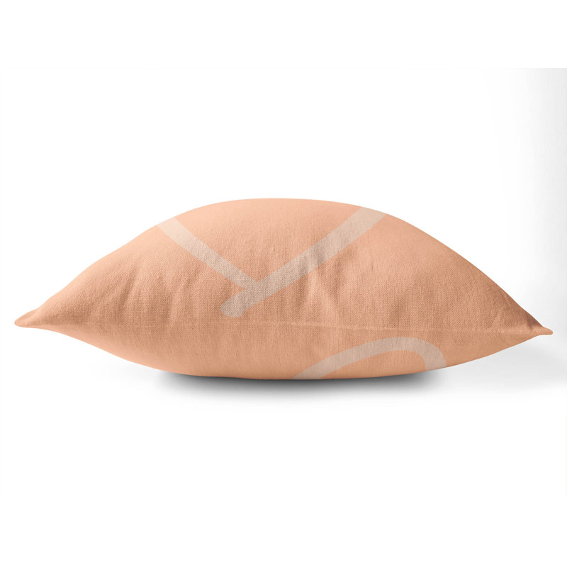 Coussin Love, Pêche / géométrique orange, H 20 po x l 20 po
