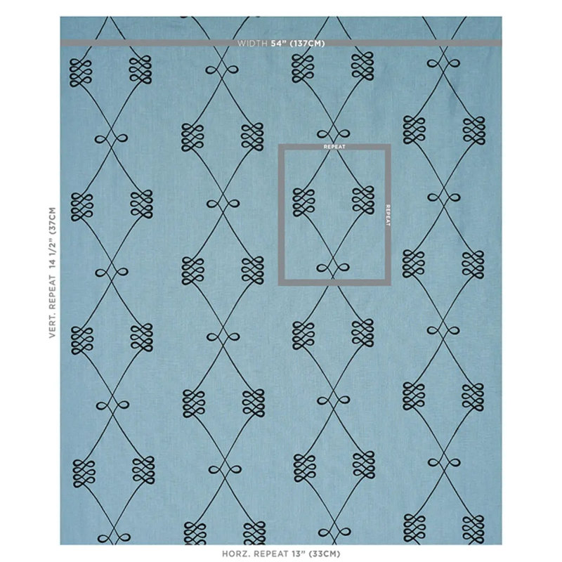 Nicolette Embroidery Fabric, Dusty Blue
