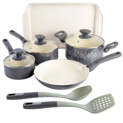 Batterie de cuisine antiadhésive en céramique 10 pièces Tia Mowry
