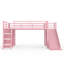 Lit mezzanine simple en métal avec glissière et échelle, lit mezzanine pour enfants avec tiroirs de rangement, tringle suspendue et lumières DEL - Cadre de lit peu encombrant pour les adolescents, rose-112106725