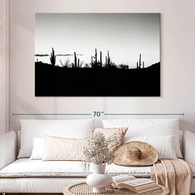 Alvord, Arizona noir - coucher de soleil, cactus, horizon