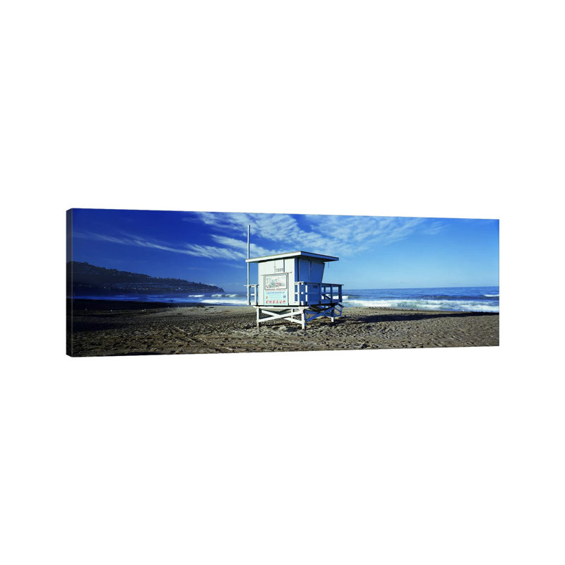 Lifeguard Hut On The Beach, Torrance Beach, Torrance, Los Angeles County, California, USA - Wrapped Canvas Panoramic Print