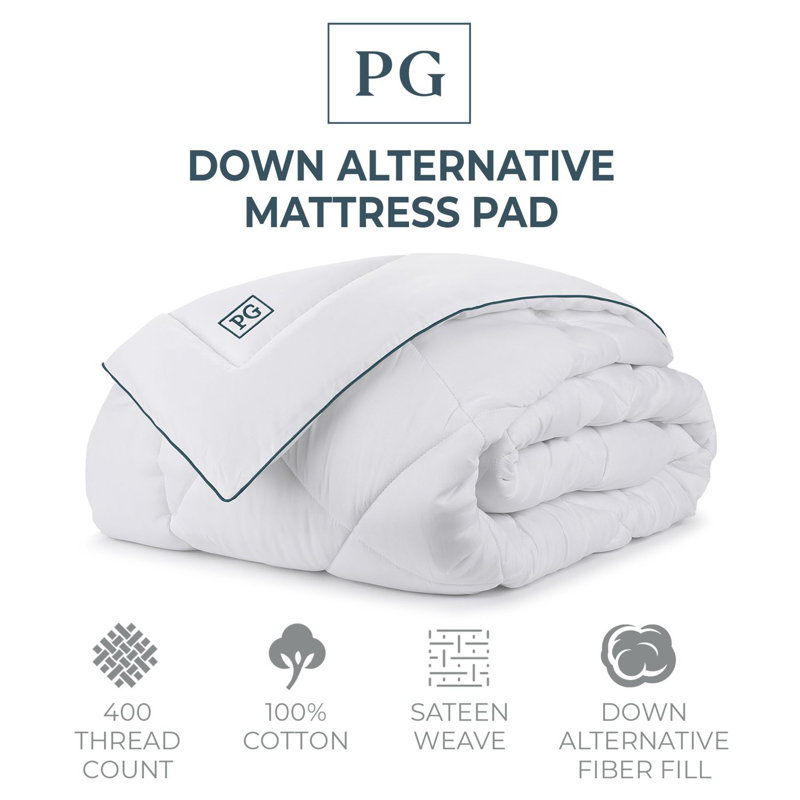 Full White Wool Down Alternative Mattress Topper